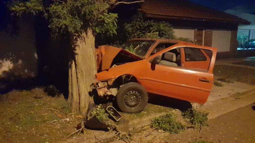 Borracho al volante impactó brutalmente contra un árbol
