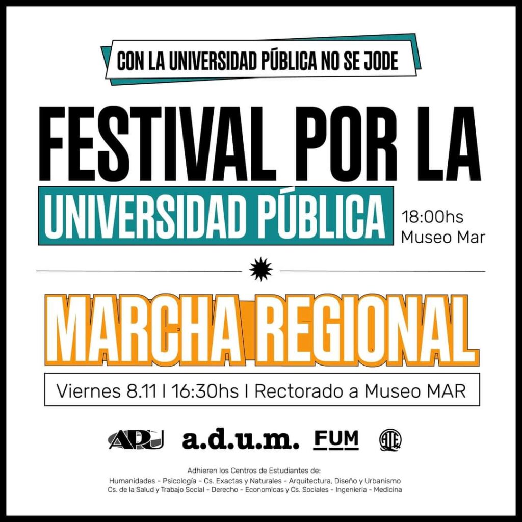 «Con la universidad pública no se jode»: Marcha, feria de ciencias y festival en Mar del Plata