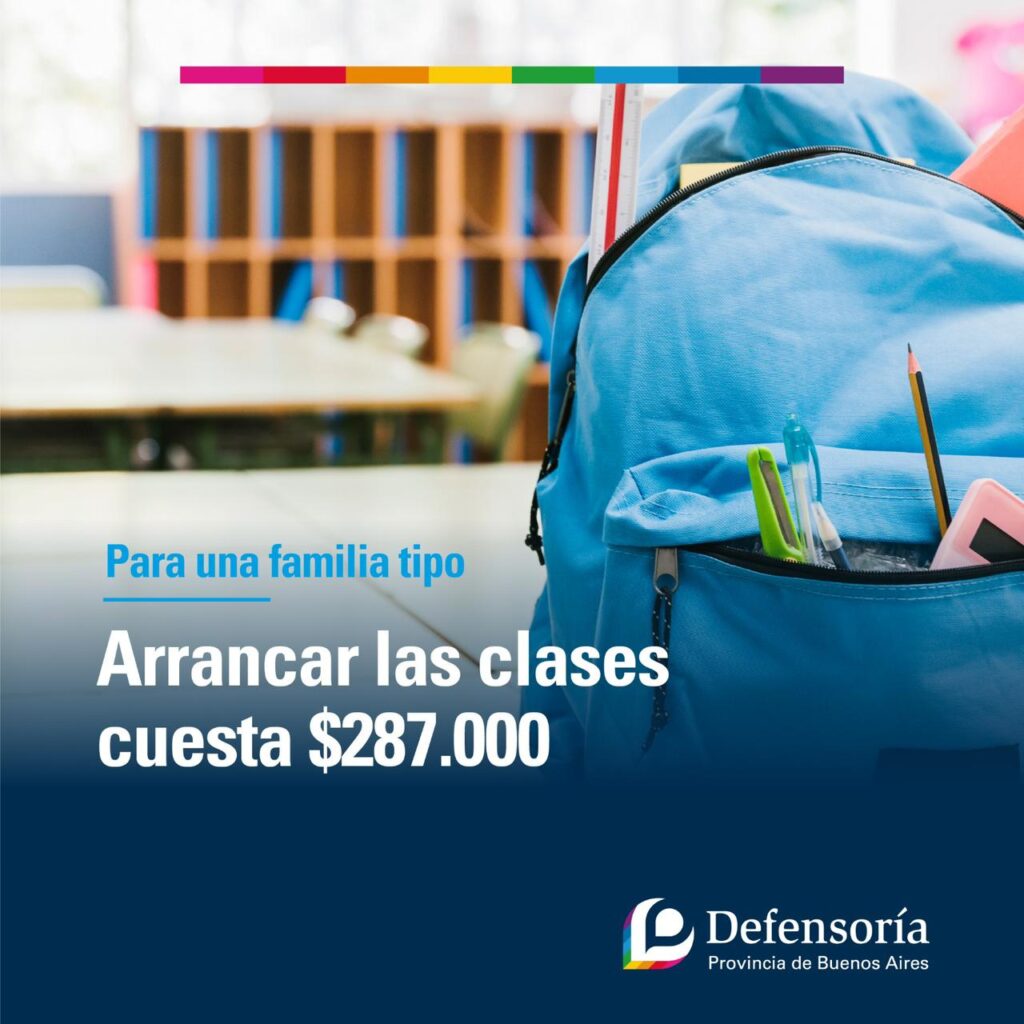 Una familia bonaerense tipo necesita $287.000 para empezar las clases