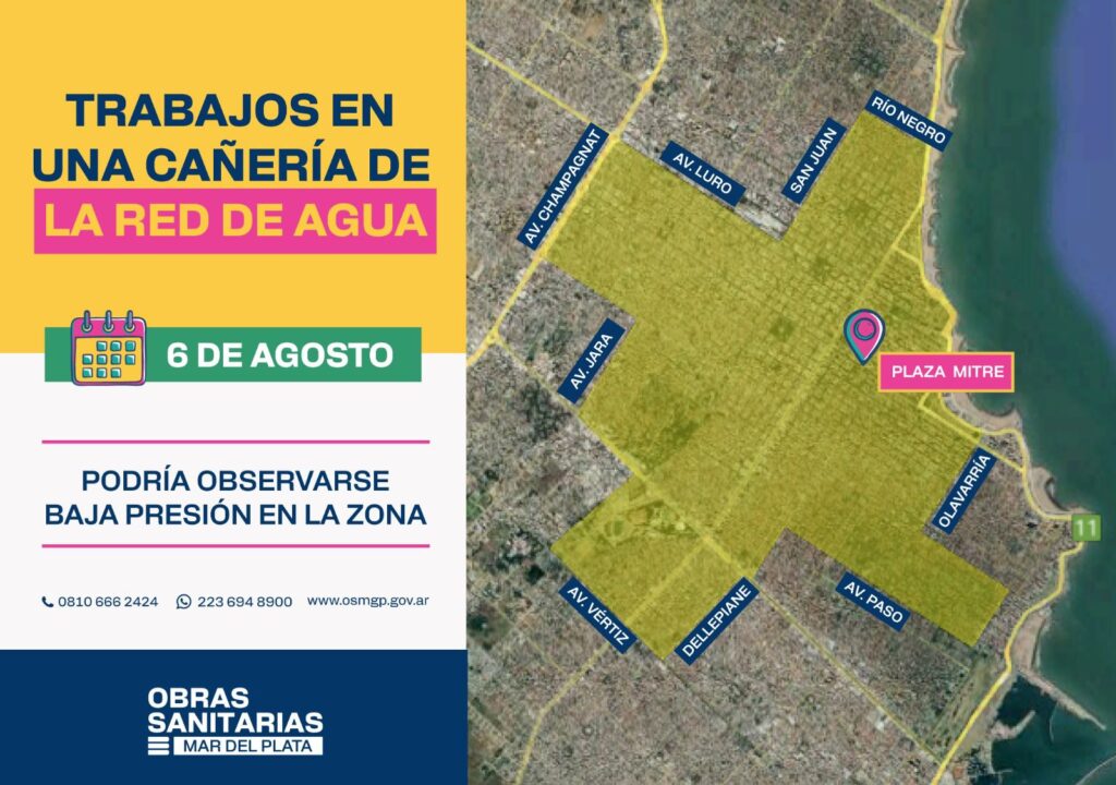 Operarios de OSSE trabajan en la reparación de una cañería en la avenida Colón: podría haber baja presión de agua