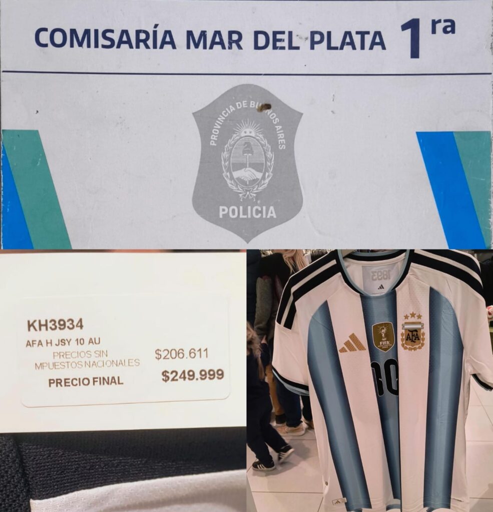 Inseguridad en modo mundial: aprehendida por robar una camiseta de la Selección de 250 mil pesos